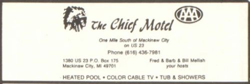 Mackinac Lake Trail Motel (Chief Motel) - 1987 Yearbook Ad